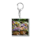 AQUAMETAVERSEの華やかな花が入った花かご　なでしこ1478 Acrylic Key Chain