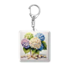 OkometoOmochiの紫陽花とポップコーン Acrylic Key Chain