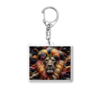 PALA's SHOP　cool、シュール、古風、和風、のLION　face２ Acrylic Key Chain