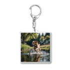 kokin0の水辺を走る犬 dog runnning on the water Acrylic Key Chain