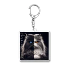 PALA's SHOP　cool、シュール、古風、和風、のPersian cat　Black&Gray Acrylic Key Chain