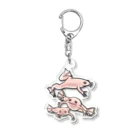 RURIBOSHI_ROCKの連なるアフリカツメガエル(アルビノ) Acrylic Key Chain