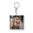 kaerinofficeの2匹のかわいい柴犬が仲良く並んで写っています。 Acrylic Key Chain