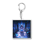 花束娘のThe Girl of Blue Flowers Shining in the Still Night Acrylic Key Chain