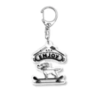 nidan-illustrationのhappy dog -ENJOY- (black ink) Acrylic Key Chain