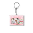 Ａｔｅｌｉｅｒ　Ｈｅｕｒｅｕｘの茶屋猫　三毛×だんご Acrylic Key Chain