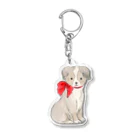 小さな星の庭の赤いリボンの犬 Acrylic Key Chain