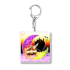 どるちぇ＊うさぎの《ハロウィン》05＊魔女っ子みけ＊夕空背景ver. Acrylic Key Chain