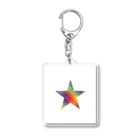 綺麗何学模様の虹×スター×虹（ホワイト） Acrylic Key Chain