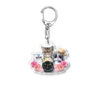 SANKAKU DESIGN STOREの仲良し！ぺちゃかわ猫ちゃんたちのバカンス。 Acrylic Key Chain