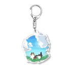 Kotetsu diary(SUZURI店)のシェルティ2匹×青空の下の草原 Acrylic Key Chain