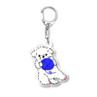 suzumaruの毛糸にじゃれる子犬 Acrylic Key Chain