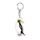 LalaHangeulの　風に吹かれるイワトビペンギンさん(文字無しバージョン Acrylic Key Chain