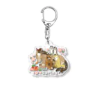 poniponiのお花見する馬、狸狐猫 Acrylic Key Chain