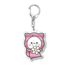 くまぽこSUZURI店のチェシャくん　お花 Acrylic Key Chain