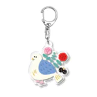 かわべしおん | イラストレーターのお花の生えた鳥 Acrylic Key Chain