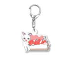 KOF_loveのお名前書こうね、うさちゃんのイチゴタルト Acrylic Key Chain