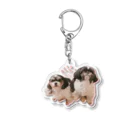 シーズーっぽいしろくろの犬たちのtama's Flower Acrylic Key Chain