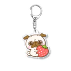 パグちゃんのいちごのパグちゃん Acrylic Key Chain