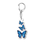 idumi-artの３羽の青い蝶 アクリルキーホルダー