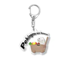 犬グッズの店しえるぶるーのおもちゃ箱に乗ったペキニーズ Acrylic Key Chain