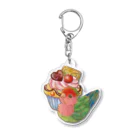 あにまるめいとのケーキとノーマルコザクラインコ(型抜き) Acrylic Key Chain