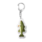 猫と釣り人のBLACK BASS_KC Acrylic Key Chain