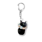 RonRon TumTum Catsのフリルリボンと黒猫 Acrylic Key Chain