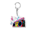 kimchinのカラフルでレトロなラジカセのデザイン Acrylic Key Chain