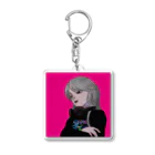 白い犬のyear 2 k girl Acrylic Key Chain