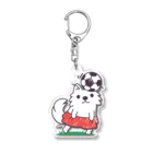 イラスト MONYAAT の赤ぱんポメラのサッカー*ak*st Acrylic Key Chain