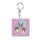 みきぞーん｜保護猫 ミッキー画伯と肉球とおともだちのchaa & guri & ari　×お花畑 Acrylic Key Chain