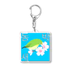 LalaHangeulの桜とメジロさん　ハングルデザイン Acrylic Key Chain