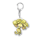 高橋マイルの怪獣ショップ563 SUZURI店のスタンプ怪獣 モジモジン(ハッピーイエローver.) Acrylic Key Chain