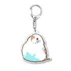 one-naacoの丸いモフ鳥(セキセイインコ (白系ハルクイン)) Acrylic Key Chain