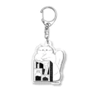 かわむショップ　suzuri支店のねこの本棚（白） Acrylic Key Chain