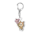 mokumokukのトラフズクとコスモス Acrylic Key Chain