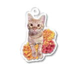 ねこやの茶トラ猫とマリーゴールド Acrylic Key Chain