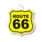 アロハスタイルハワイのU.S. Route 66  ルート66　イエロー アクリルキーホルダー