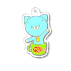 nyandaful storeのコップ入り招き猫（水色） Acrylic Key Chain