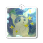 『星月夜の猫』（安財ちずかのイラストグッズONLINE SHOP）の星を食べるネコ Acrylic Key Chain