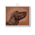 【CPPAS】Custom Pet Portrait Art Studioのアイリッシュセッタードッグ - レンガブロック背景 Acrylic Key Chain