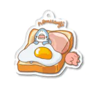 サメとメンダコ[namelessmm2]の眠すぎハムエッグトースト Acrylic Key Chain