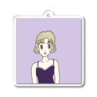 Hinanochin.shopのMs. Blonde Short Hair Acrylic Key Chain