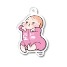 reco baby shop 可愛い赤ちゃんをつくるショップのぐいーんって持ち上げられている赤ちゃん【ピンク】 Acrylic Key Chain