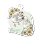 卯月まめのもふもふイラスト屋さんの【No.1】I LOVE JAVA SPARROW（ごま塩柄） アクリルキーホルダー