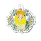 mariechan_koboの031 シロハラインコ オレンジ小花のリース Acrylic Key Chain