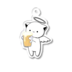 MochiMochi SHOPの白猫天使こむぎちゃん（ビール） Acrylic Key Chain