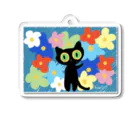 Kaolillyのお店のKaolillyのクロネコと花 Acrylic Key Chain