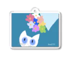 Kaolillyのお店のKaolilly のシロネコと花束 Acrylic Key Chain